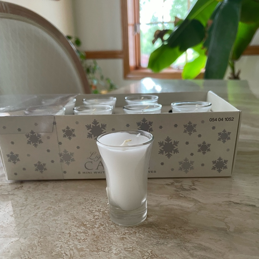 NEW White Mini Votive Set - 8-Piece White Wax Candles Collection - Picture 2 of 6